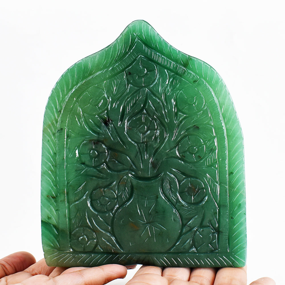 Amazing 7645.00 Cts Genuine Green Aventurine Hand Carved Crystal Lord Buddha Idol