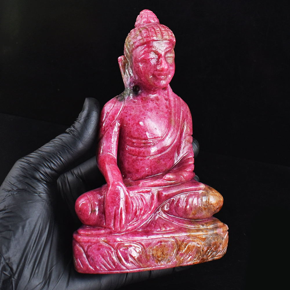 Exclusive 4010.00 Cts Genuine Rhodonite Hand Carved Buddha Idol Gemstone Carving