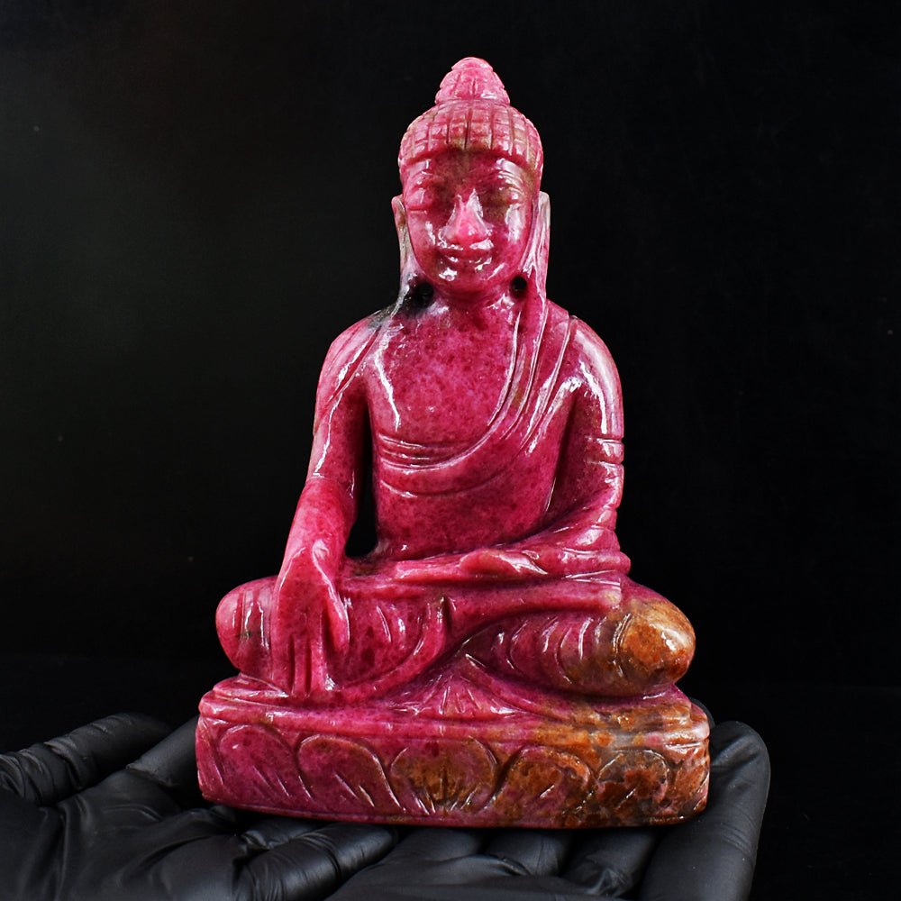 Exclusive 4010.00 Cts Genuine Rhodonite Hand Carved Buddha Idol Gemstone Carving