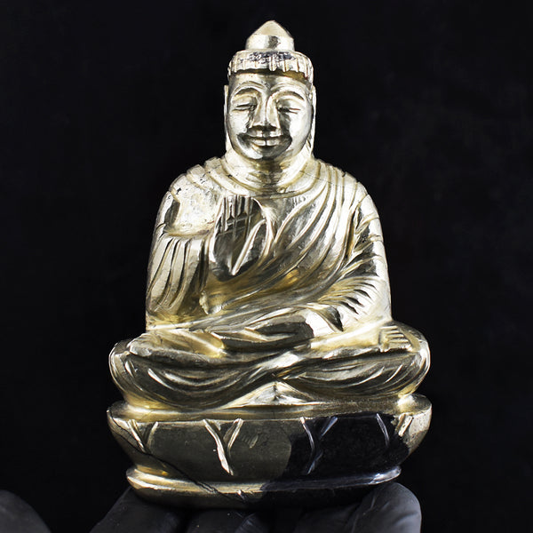 Natural 2091.00 Cts Genuine Pyrite Hand Carved Crystal Gemstone Buddha Idol Crystal Carving