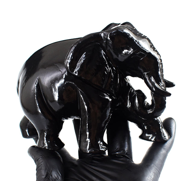 Amazing 3800.00 Cts Genuine Black Spinel Hand Carved Crystal Gemstone Carving Elephant