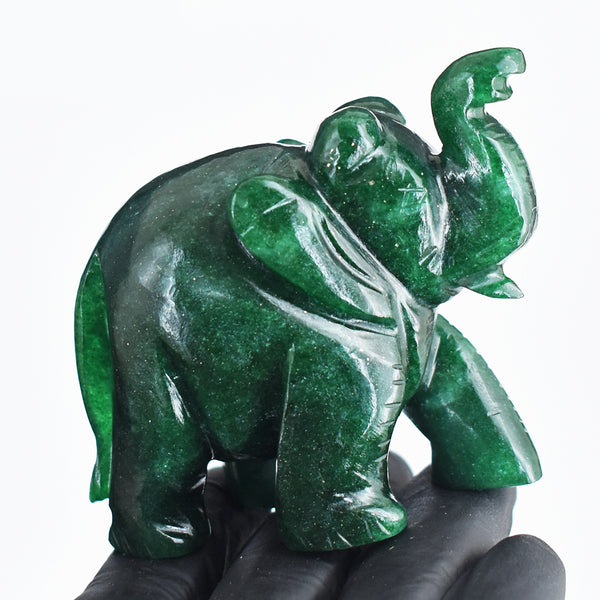 Awesome 902.00 Cts Genuine Green Jade Hand Carved Gemstone Carving Elephant