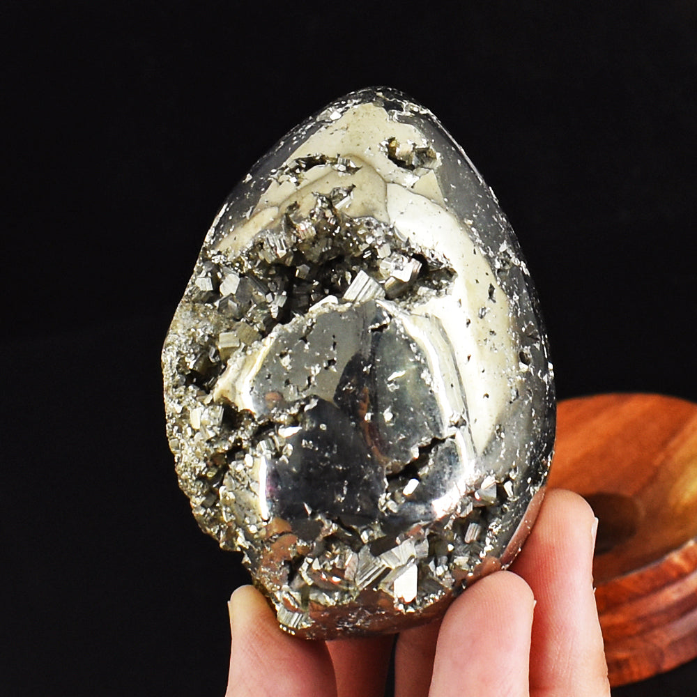 Awesome 1577.00 Cts  Genuine Pyrite Druzy Crystal Specimen Healing Gemstone Egg