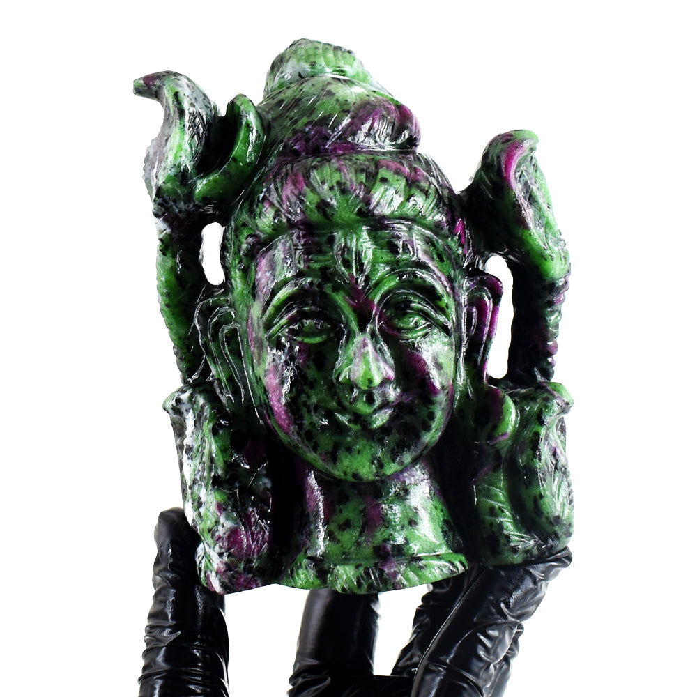 Gorgeous 5476.00 Cts Genuine Ruby Zoisite Hand Carved Crystal Gemstone Shiva Head Gemstone Carving