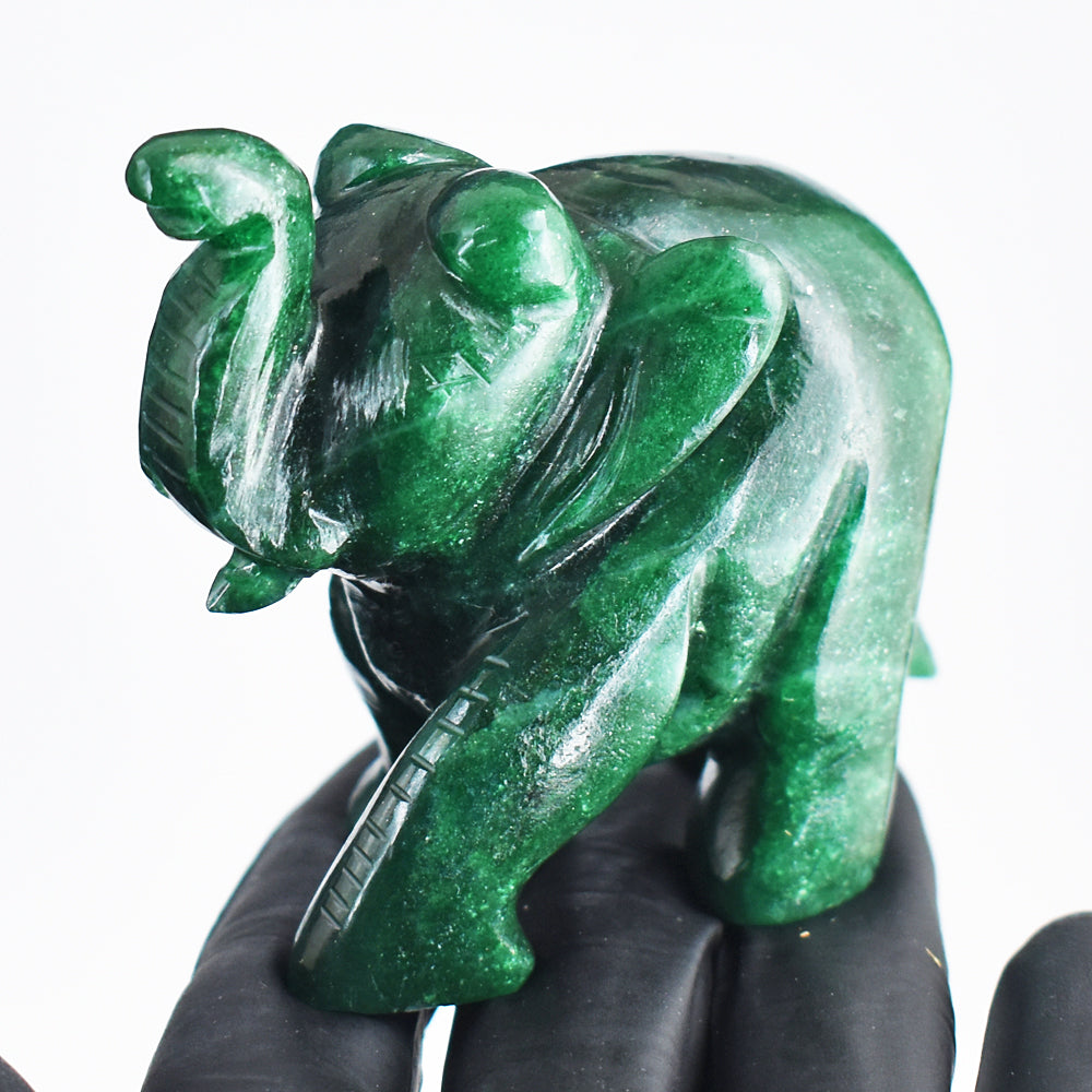 Awesome 902.00 Cts Genuine Green Jade Hand Carved Gemstone Carving Elephant