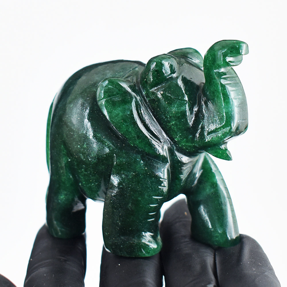 Awesome 902.00 Cts Genuine Green Jade Hand Carved Gemstone Carving Elephant