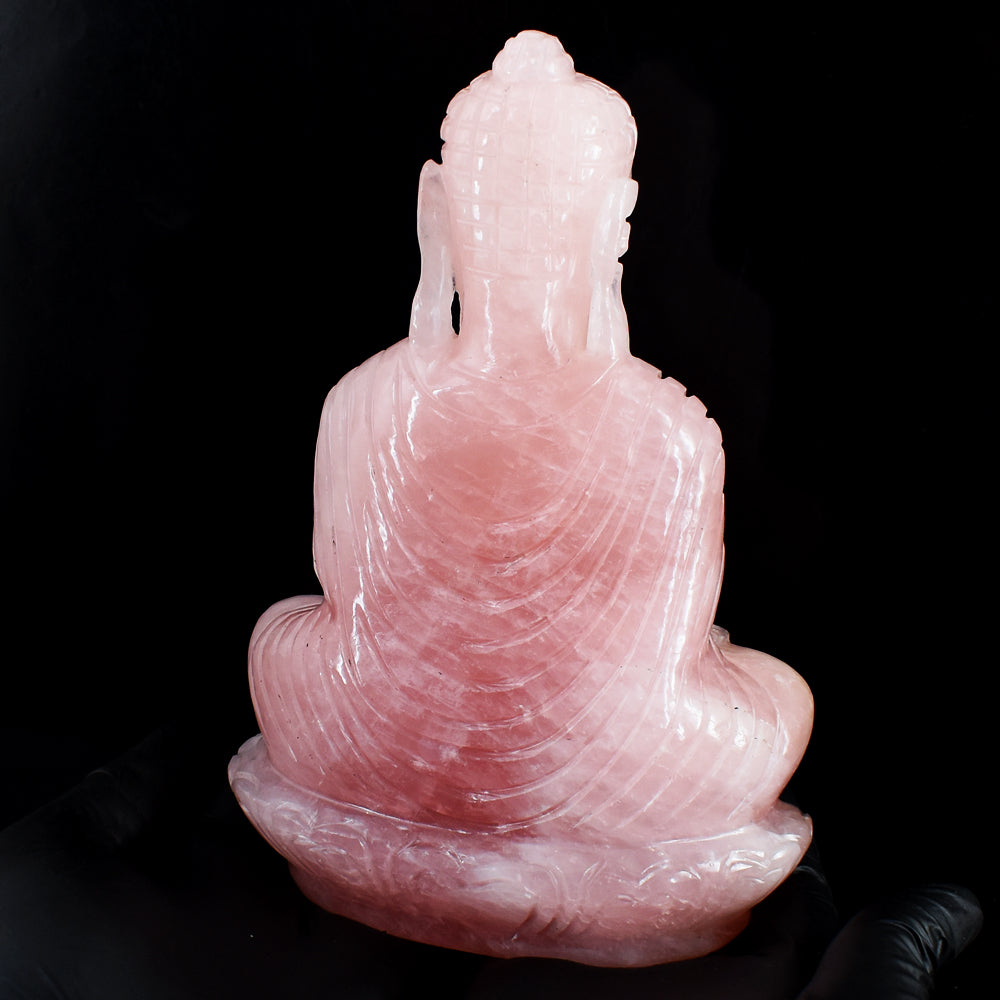 Natural 5679.00 Cts Genuine Rose Quartz Hand Carved Gemstone Crystal Buddha Idol Carving