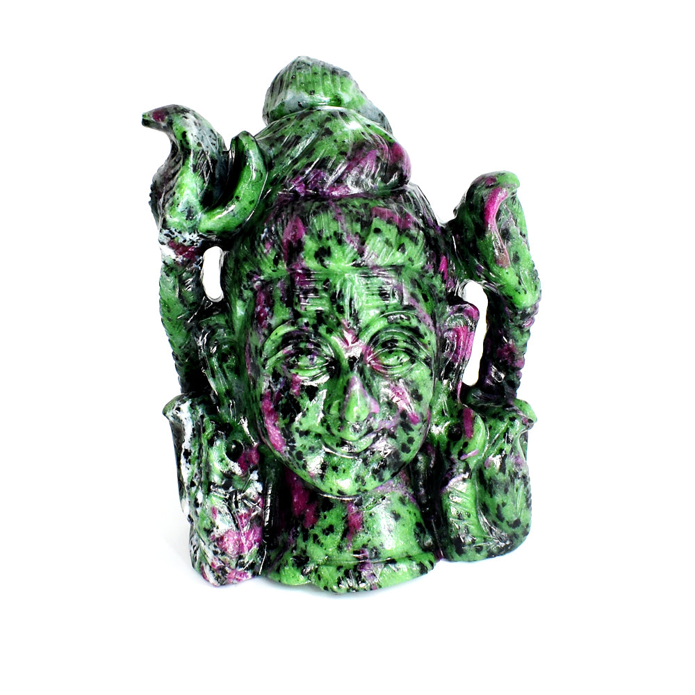 Gorgeous 5476.00 Cts Genuine Ruby Zoisite Hand Carved Crystal Gemstone Shiva Head Gemstone Carving