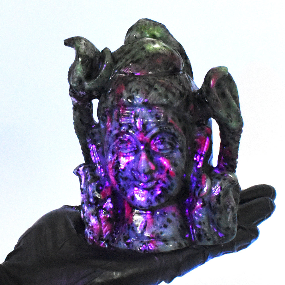 Gorgeous 5476.00 Cts Genuine Ruby Zoisite Hand Carved Crystal Gemstone Shiva Head Gemstone Carving