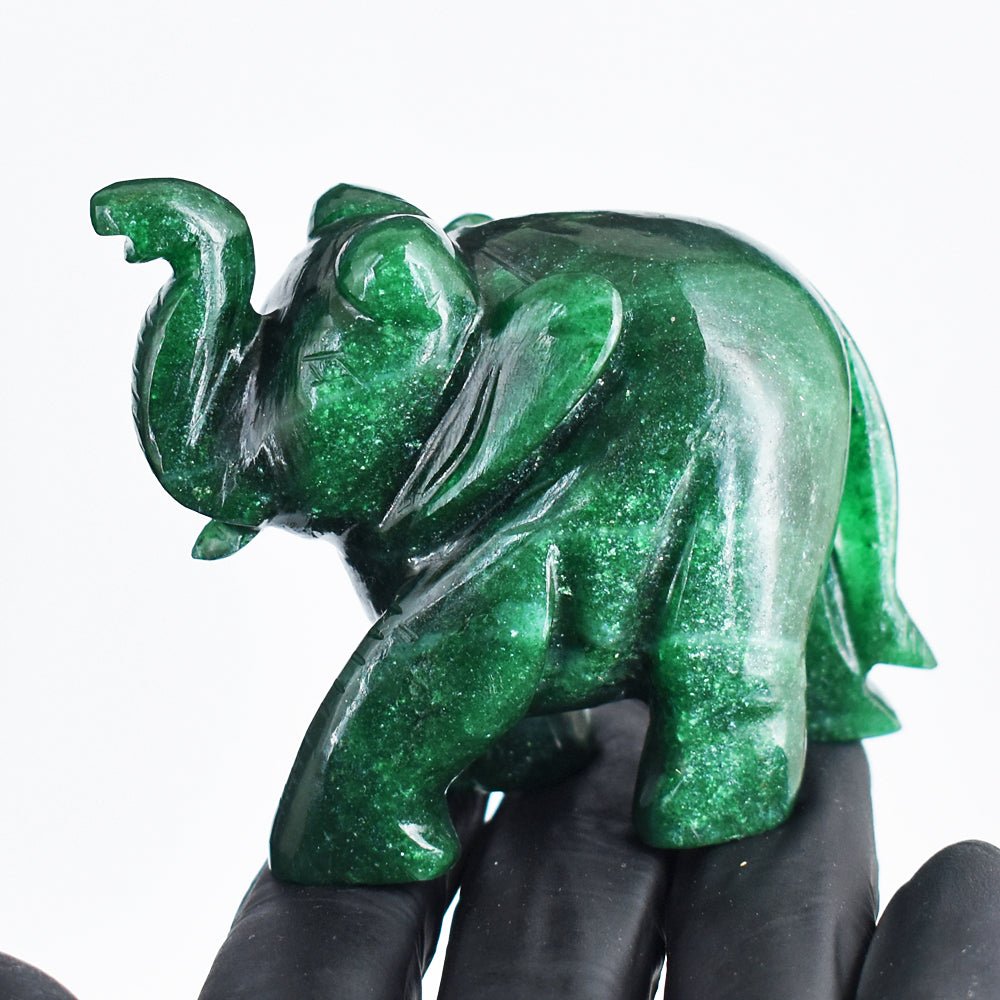 Awesome 902.00 Cts Genuine Green Jade Hand Carved Gemstone Carving Elephant