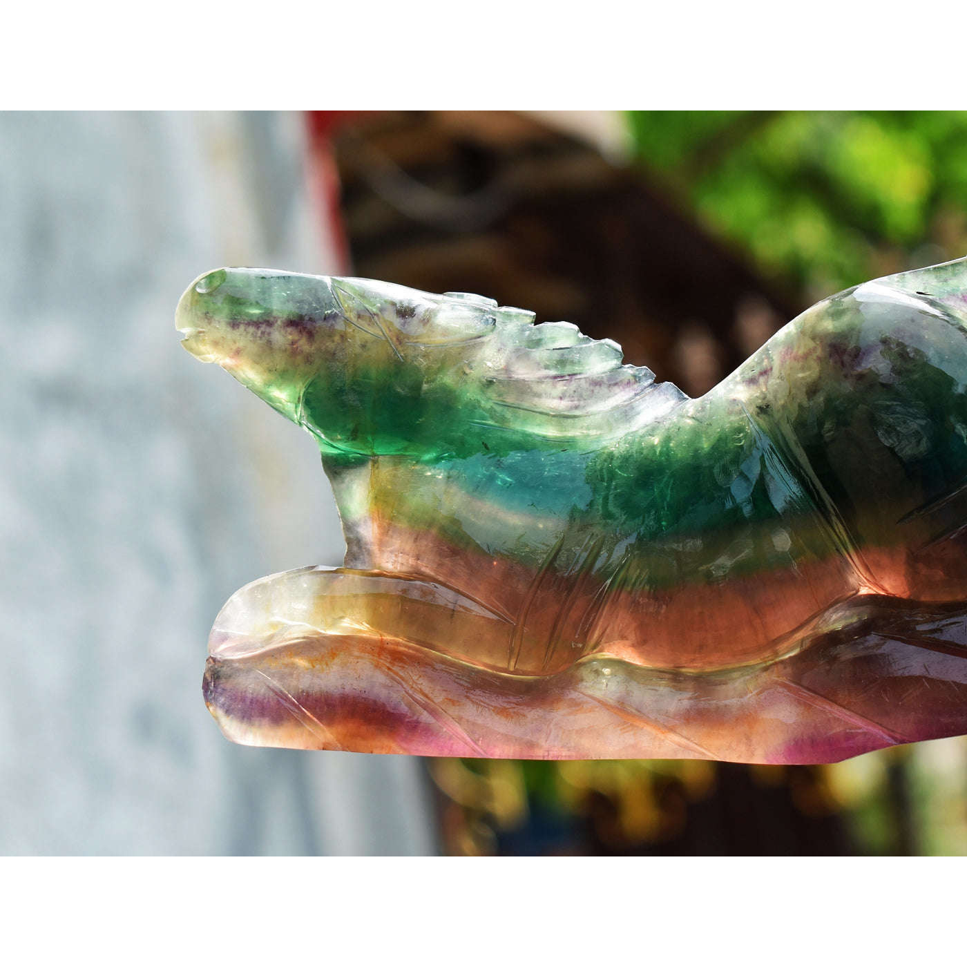 gemsmore:Artisian  4620.00 Cts  Genuine Multicolor Fluorite  Hand Carved Horse Gemstone Carving