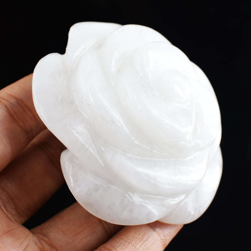 gemsmore:Artisian   White  Quartz   717.00  Cts Hand Carved Rose Flower Carving Gemstone