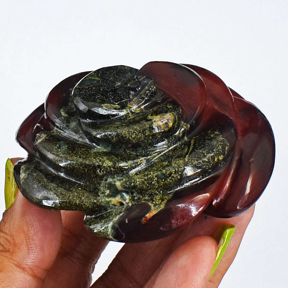 gemsmore:Awesome 466.00  Cts  Bloodstone  Hand Carved Rose Flower Gemstone