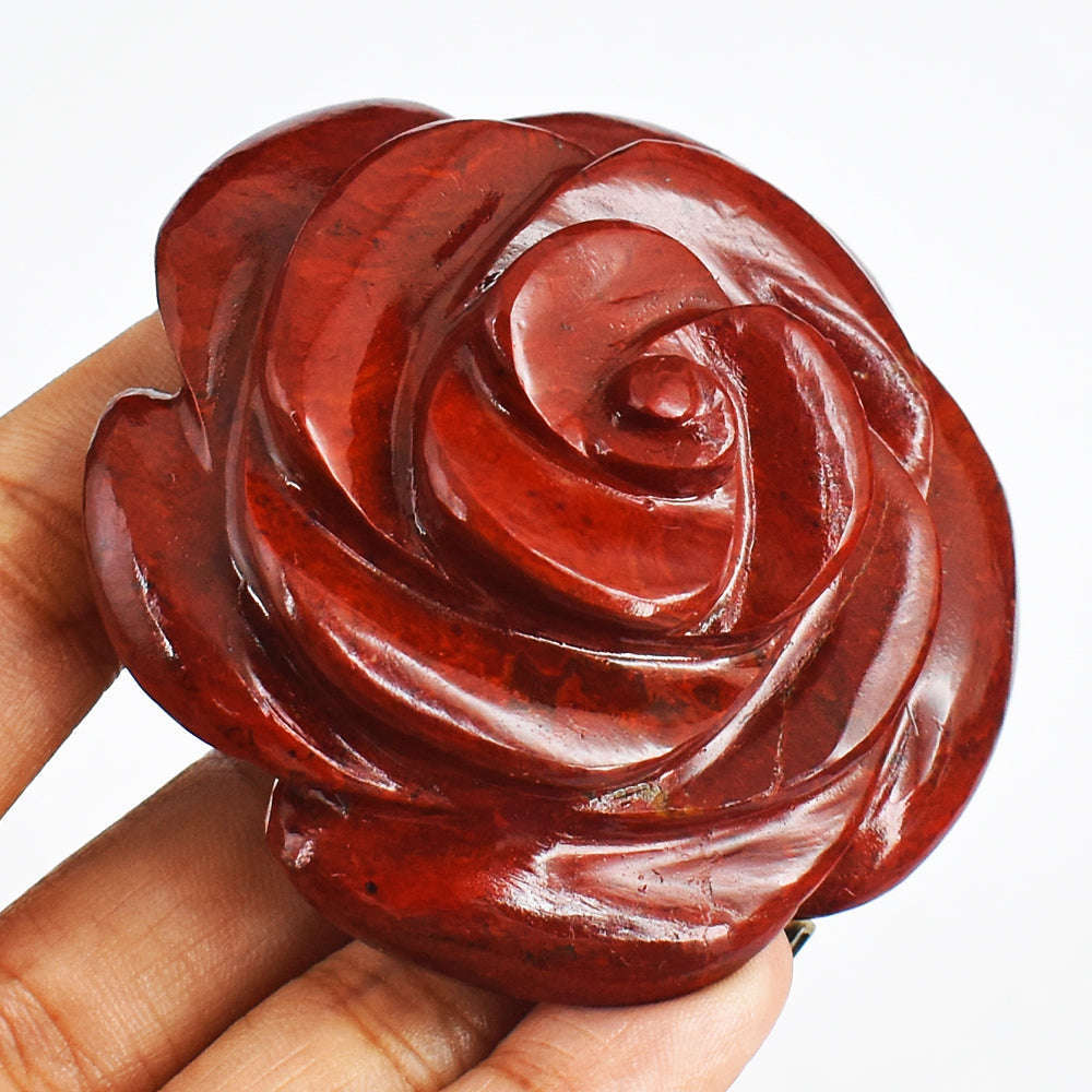 gemsmore:Awesome  502.00  Cts  Red  Jasper  Hand  Carved  Rose  Flower  Gemstone