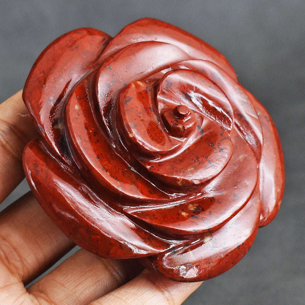 gemsmore:Awesome  596.00  Cts  Red  Jasper  Hand  Carved  Rose  Flower  Gemstone