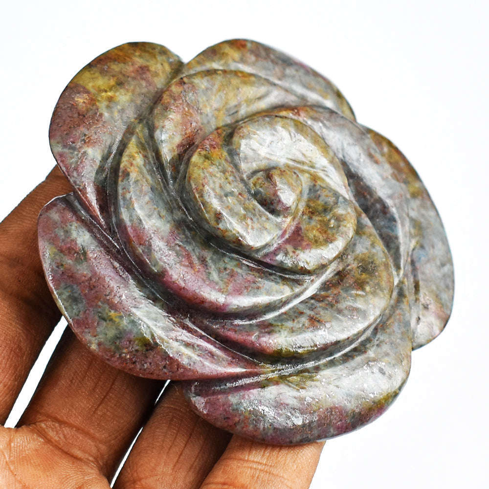 gemsmore:Awesome 780.00 Cts  Ruby  In  Kyanite  Genuine  Hand Carved Genuine Carving Rose