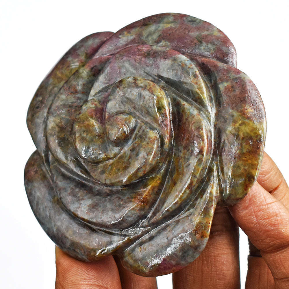 gemsmore:Awesome 780.00 Cts  Ruby  In  Kyanite  Genuine  Hand Carved Genuine Carving Rose