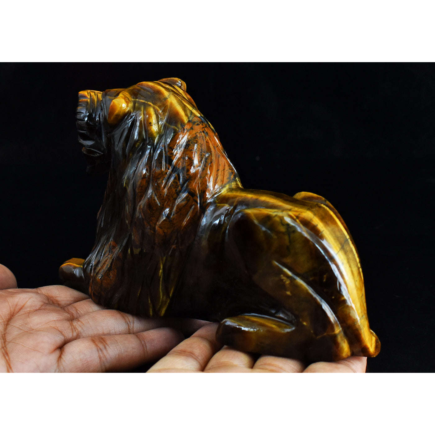 gemsmore:Craftsmen 2928.00  Carats Genuine  Golden Tiger Eye Hand Carved Crystal Gemstone Carving Lion