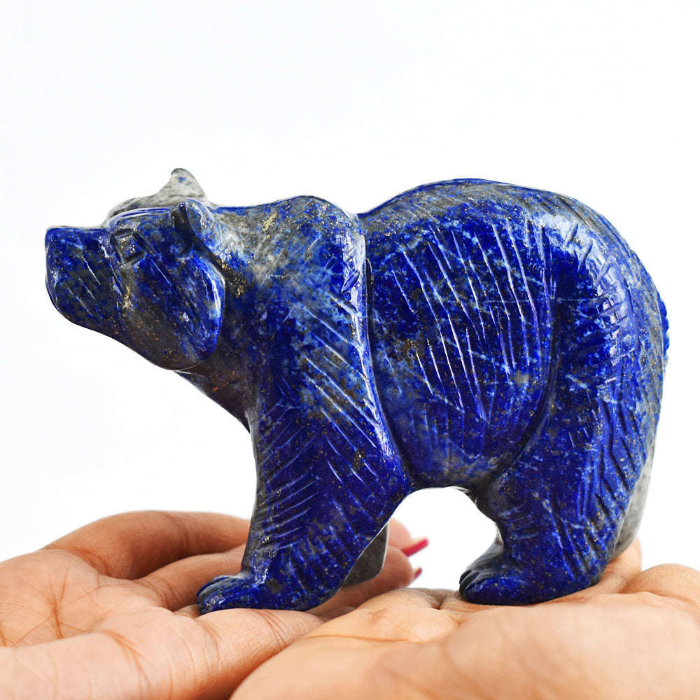 gemsmore:Exclusive  2020.00   Cts Genuine Blue Lapis Lazuli  Hand  Carved  Bear  Gemstone  Carving