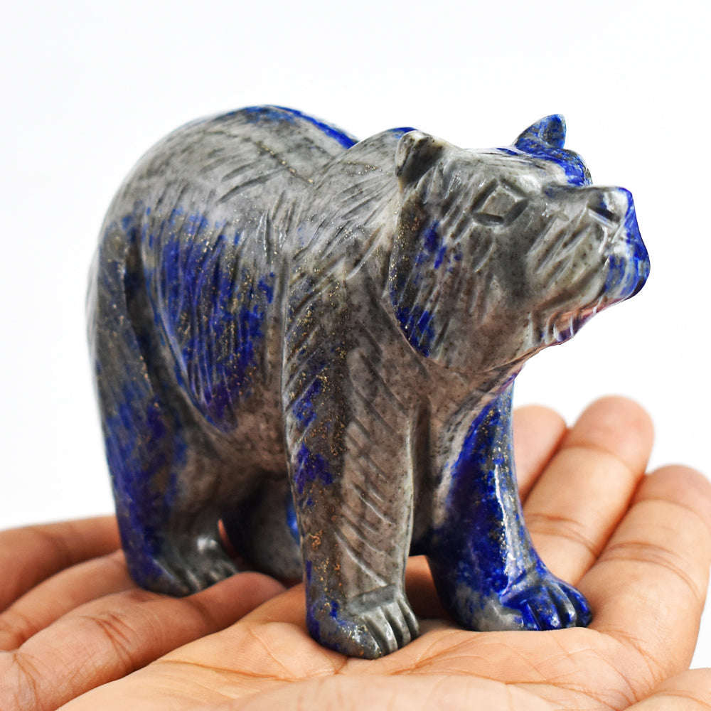 gemsmore:Exclusive  2020.00   Cts Genuine Blue Lapis Lazuli  Hand  Carved  Bear  Gemstone  Carving