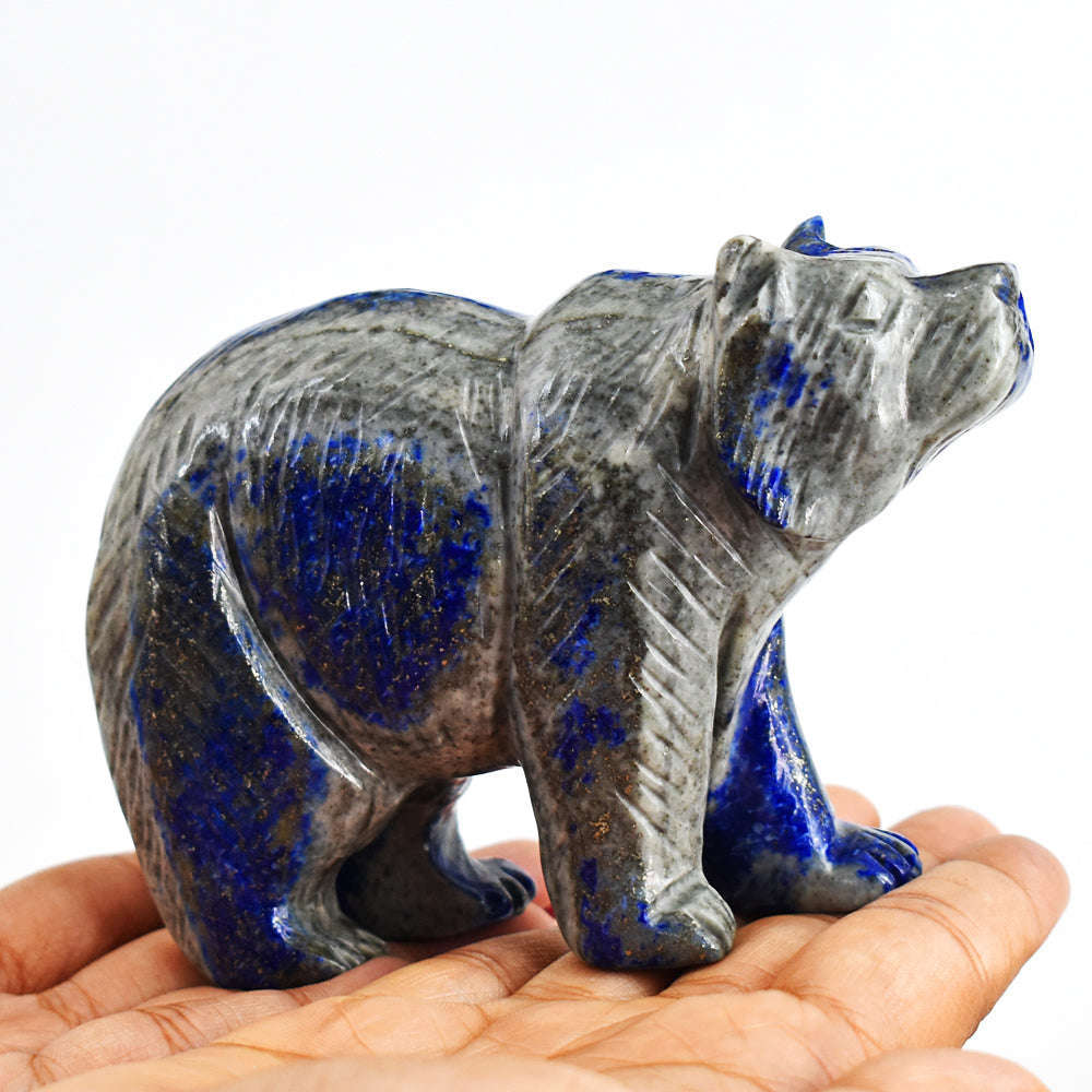 gemsmore:Exclusive  2020.00   Cts Genuine Blue Lapis Lazuli  Hand  Carved  Bear  Gemstone  Carving