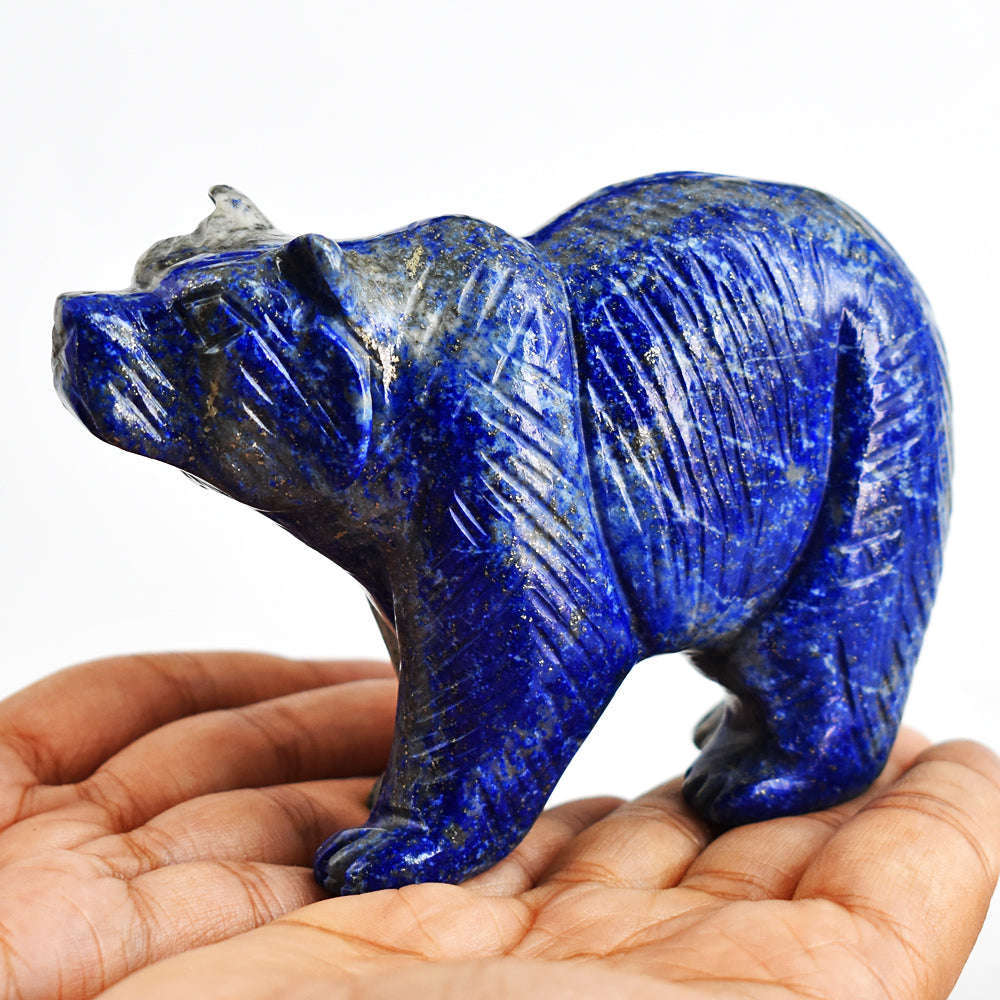 gemsmore:Exclusive  2020.00   Cts Genuine Blue Lapis Lazuli  Hand  Carved  Bear  Gemstone  Carving