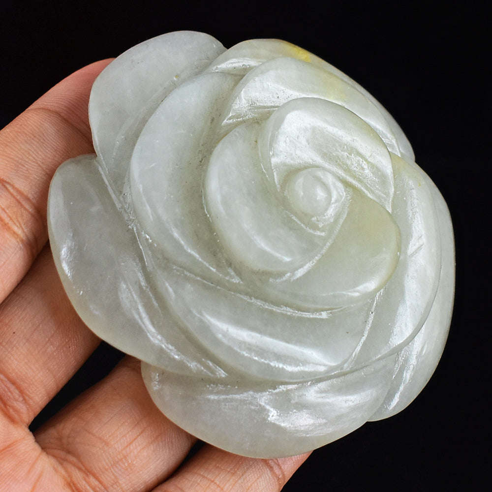 gemsmore:Exclusive Aventurine  Hand  Carved  529.00 Carats  Rose Flower Carving Gemstone