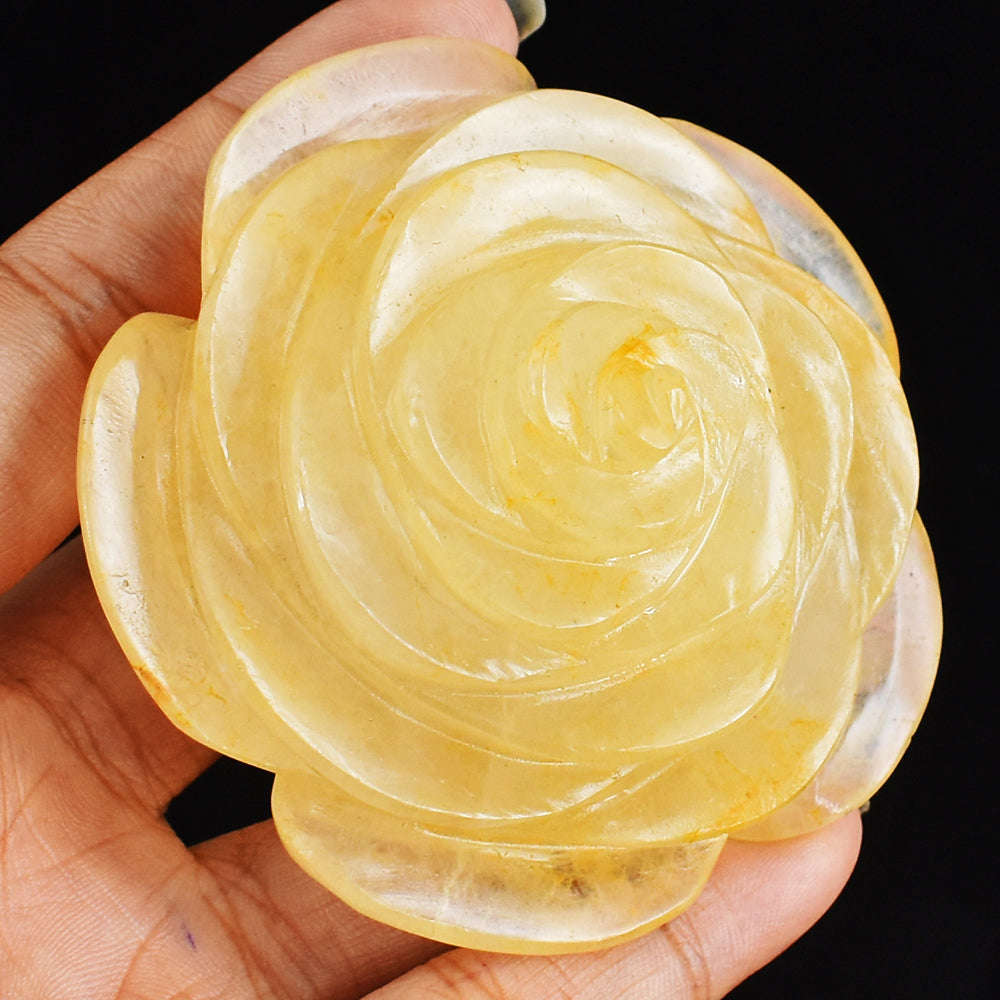 gemsmore:Exclusive  Aventurine  Hand  Carved  684.00 Cts  Rose Flower  Gemstone  Carving