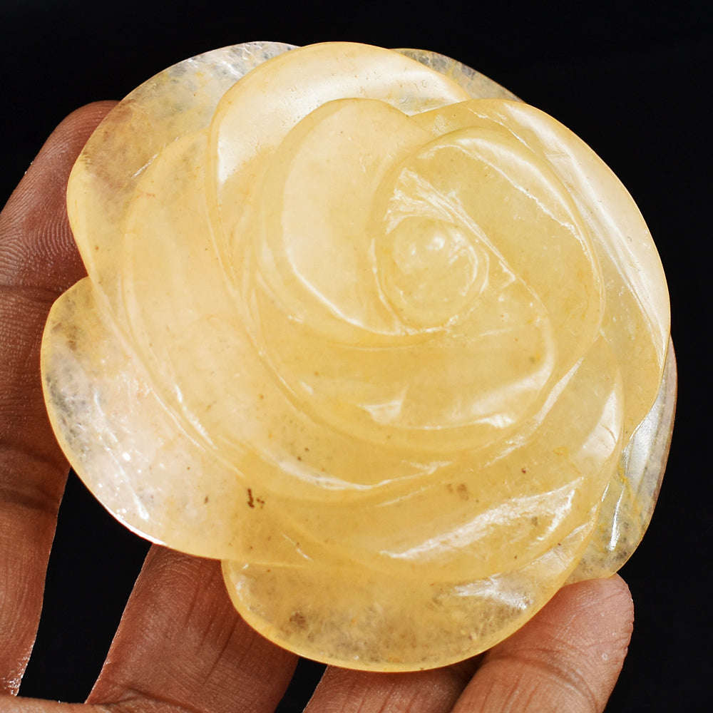 gemsmore:Exclusive  Aventurine  Hand  Carved  742.00 Cts  Rose Flower  Gemstone  Carving