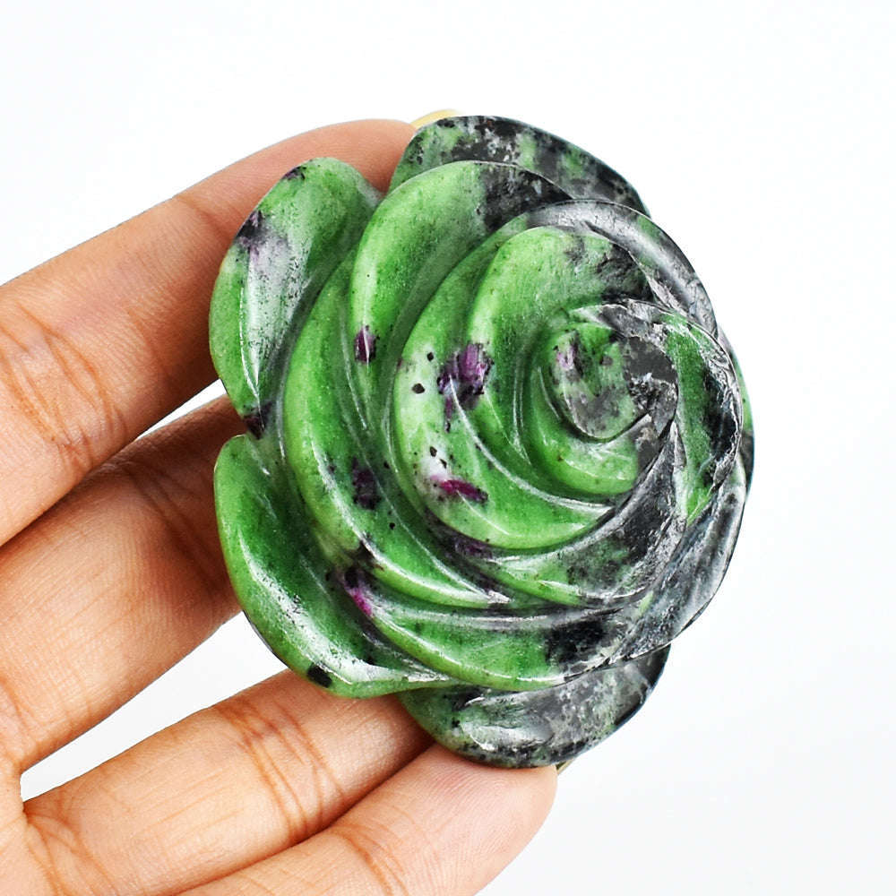 gemsmore:Genuine 467.00 Carats  Natural  Ruby  Zoisite  Hand Carved  Rose  Gemstone  Carving