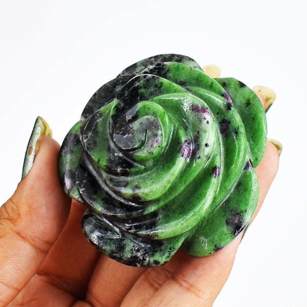 gemsmore:Genuine 467.00 Carats  Natural  Ruby  Zoisite  Hand Carved  Rose  Gemstone  Carving