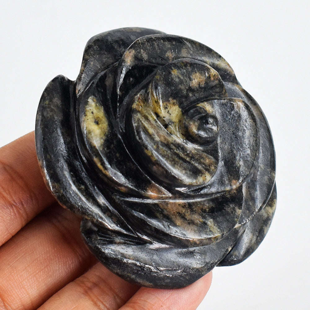 gemsmore:Genuine  482.00  Carats   Hand Carved  Iolite Flower  Rose  Gemstone  Carving