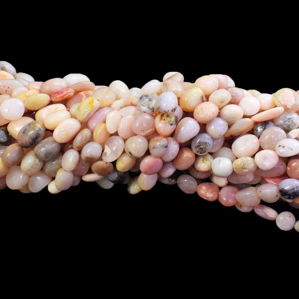 gemsmore:1 pc 10-14mm Pink Australian Opal  Drilled Beads Strand 13 Inches