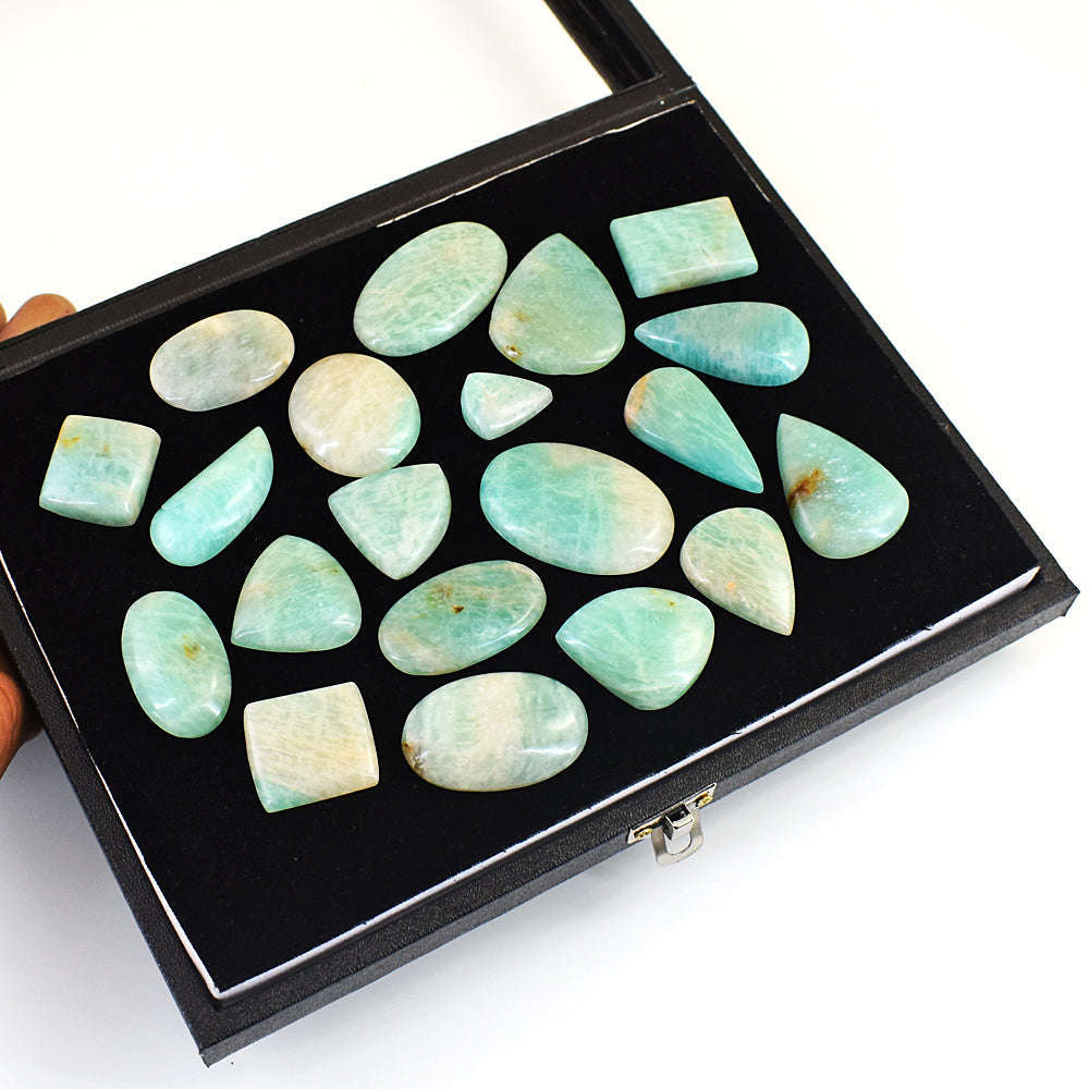 gemsmore:Amazing Amazonite Untreated Gemstone Cabochon Lot