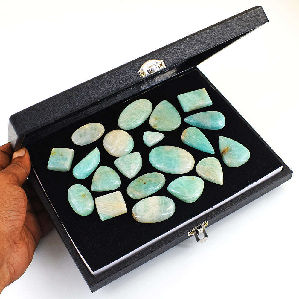 gemsmore:Amazing Amazonite Untreated Gemstone Cabochon Lot