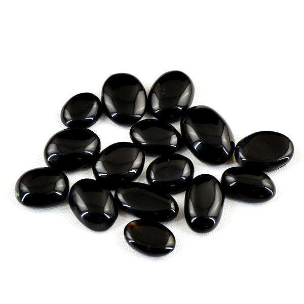 gemsmore:Amazing Black Onyx Oval Shape Untreated Loose Gemstone Lot