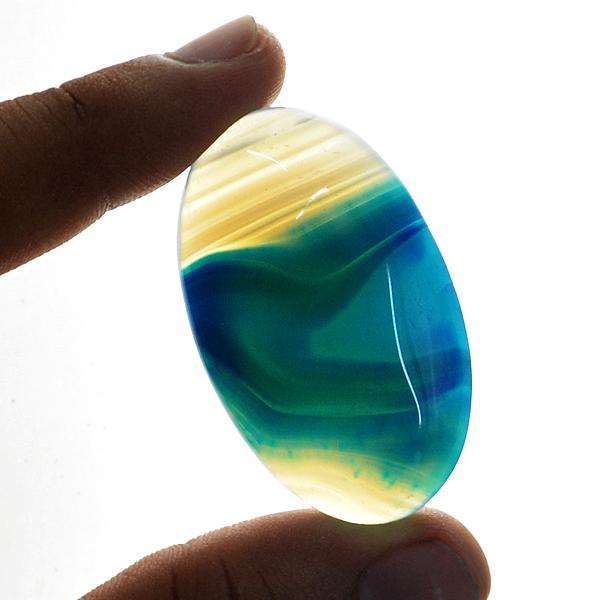 gemsmore:Amazing Blue Onyx Oval Shape Loose Gemstone