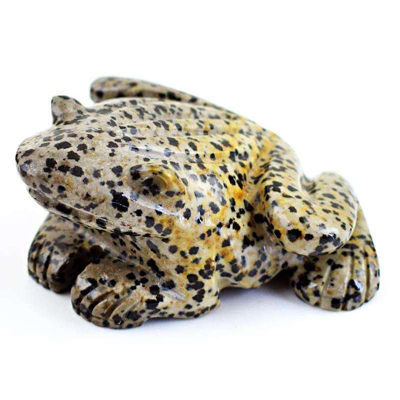 gemsmore:Amazing Dalmatian Jasper Hand Carved Frog