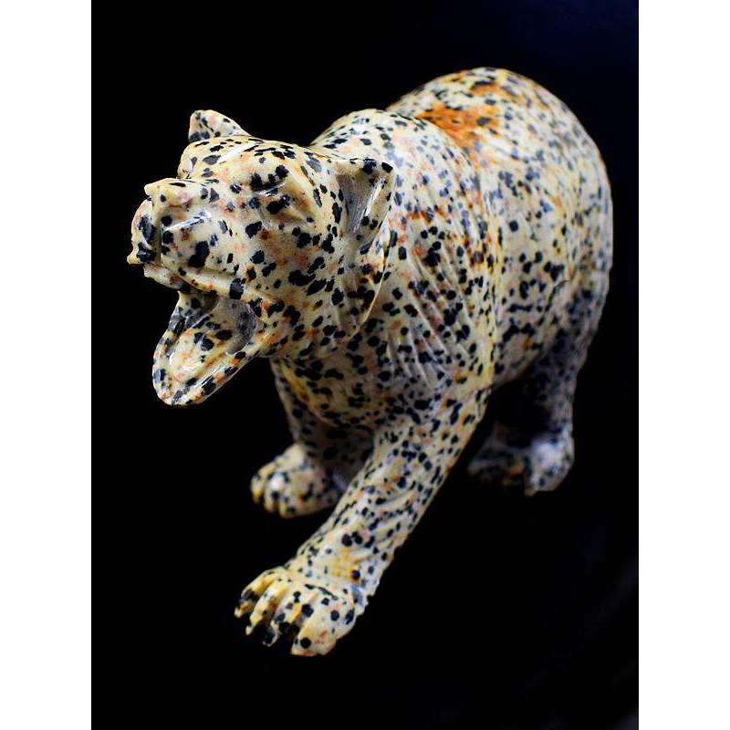 gemsmore:Amazing Dalmation Jasper Hand Carved Bear