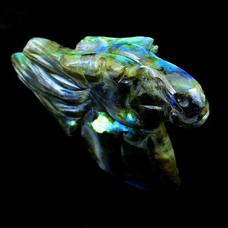 gemsmore:Amazing Flash Labradorite Carved Horse Burst