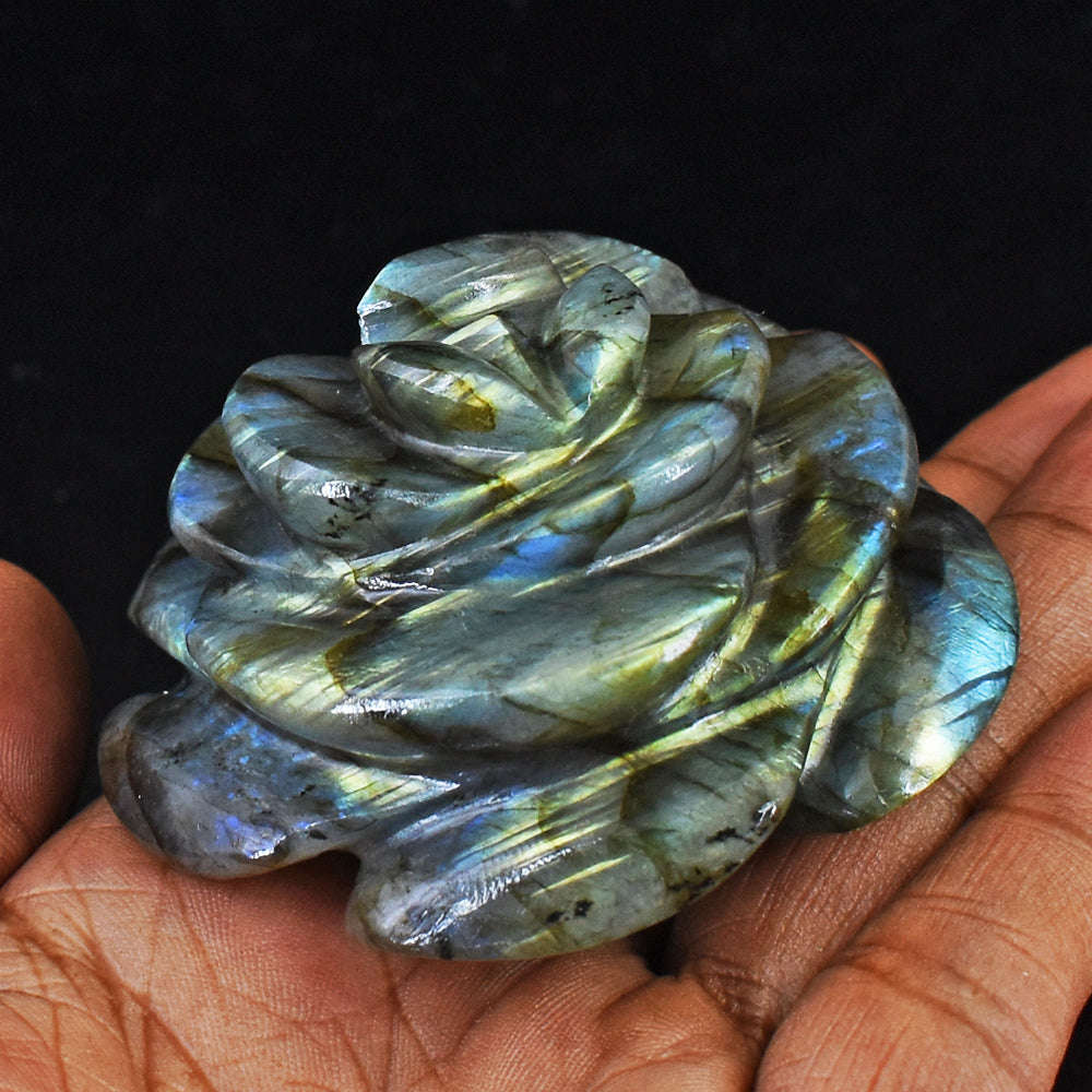 gemsmore:Amazing Flash Labradorite Hand Carved Rose