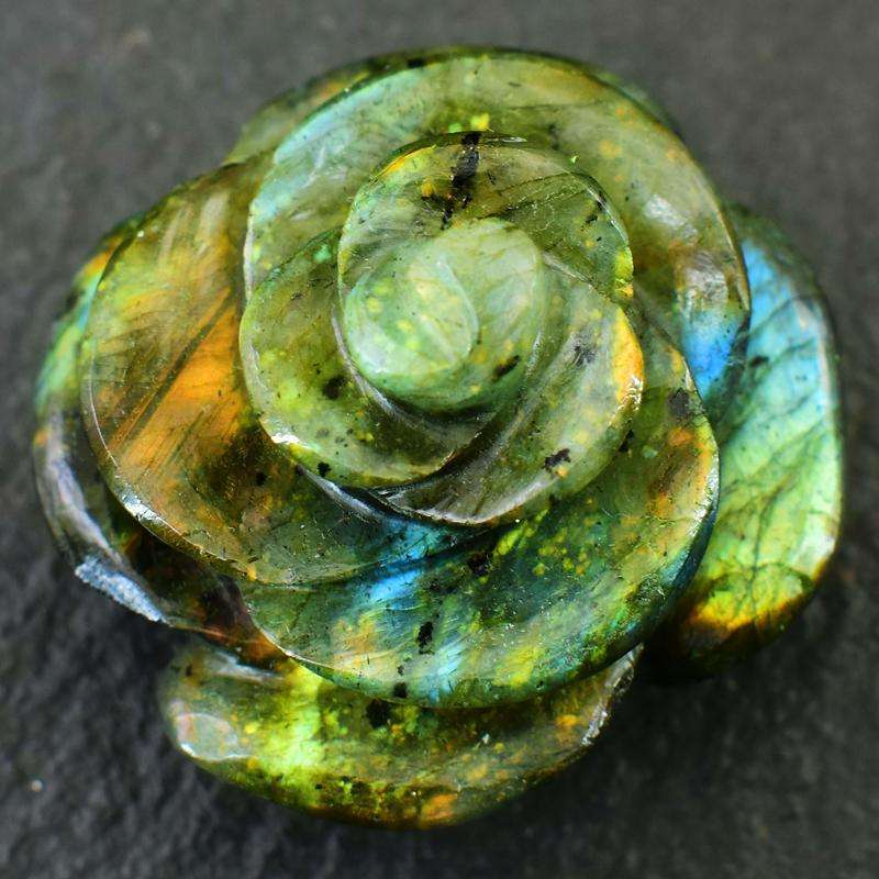 gemsmore:Amazing Flash Labradorite Hand Carved Rose