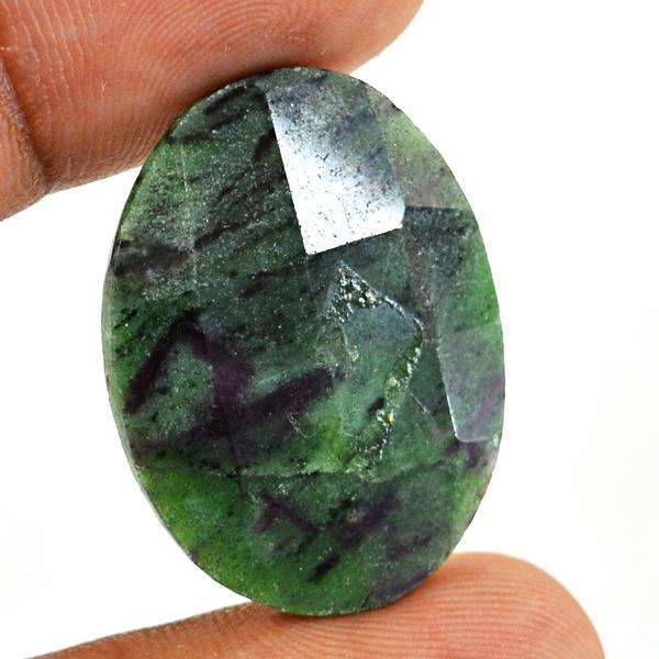 gemsmore:Amazing Genuine Faceted Ruby Zoisite Oval Shape Loose Gemstone