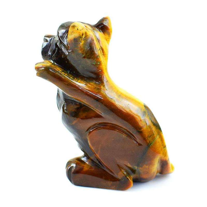 gemsmore:Amazing Golden Tiger Eye Hand Carved Dog Gemstone