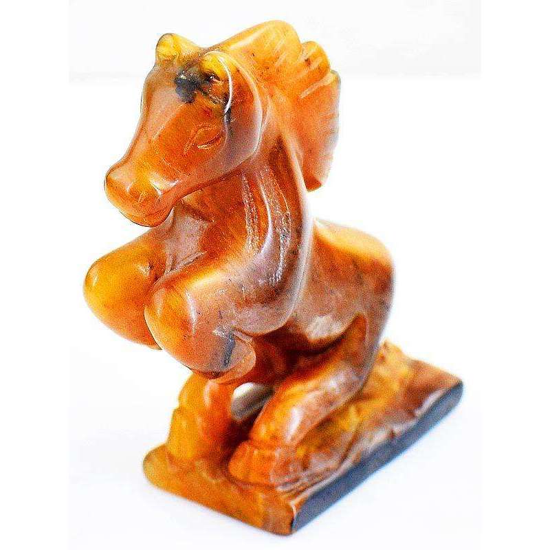 gemsmore:Amazing Golden Tiger Eye Hand Carved Horse