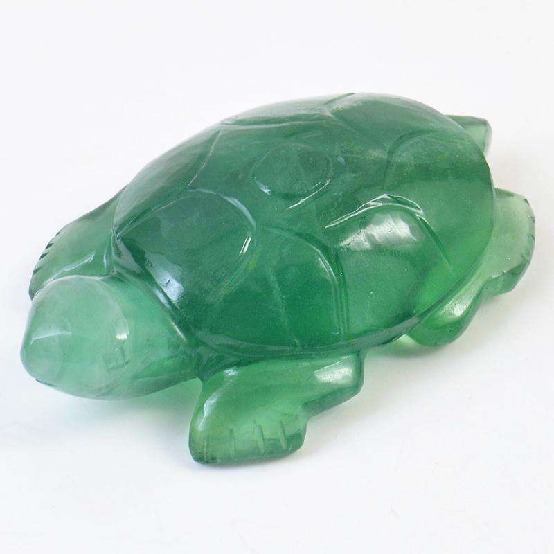 gemsmore:Amazing Green Fluorite Hand Carved Turtle