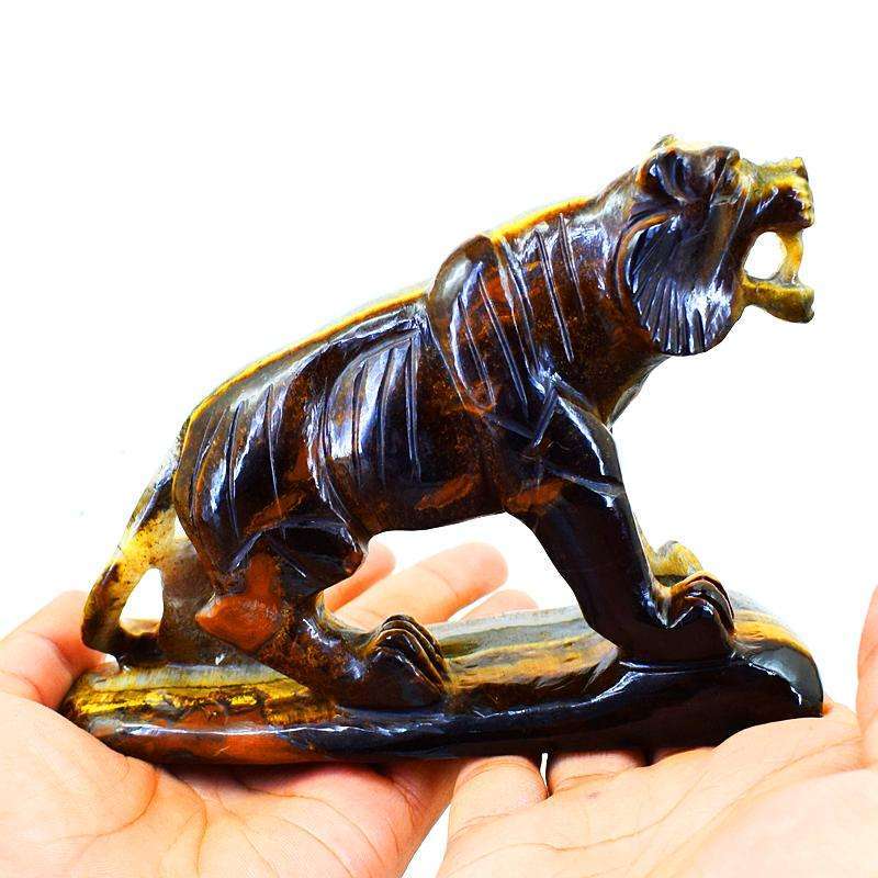 gemsmore:Amazing Hand Carved Golden Tiger Eye Lion - Exclusive