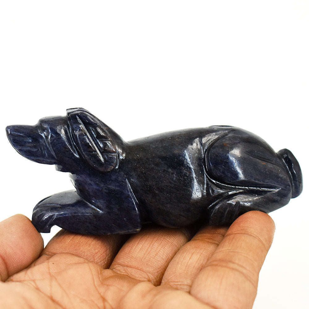 gemsmore:Amazing Iolite Hand Carved Genuine Crystal Gemstone Carving Dog