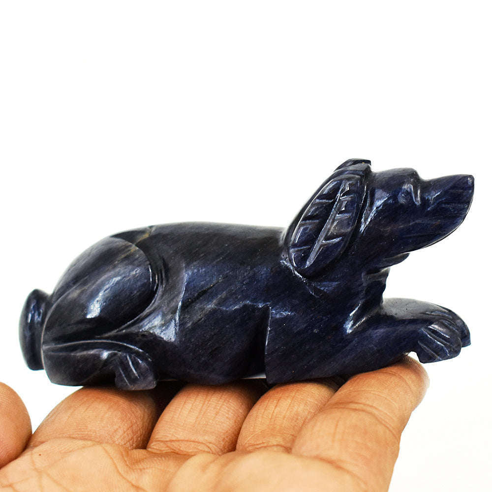 gemsmore:Amazing Iolite Hand Carved Genuine Crystal Gemstone Carving Dog