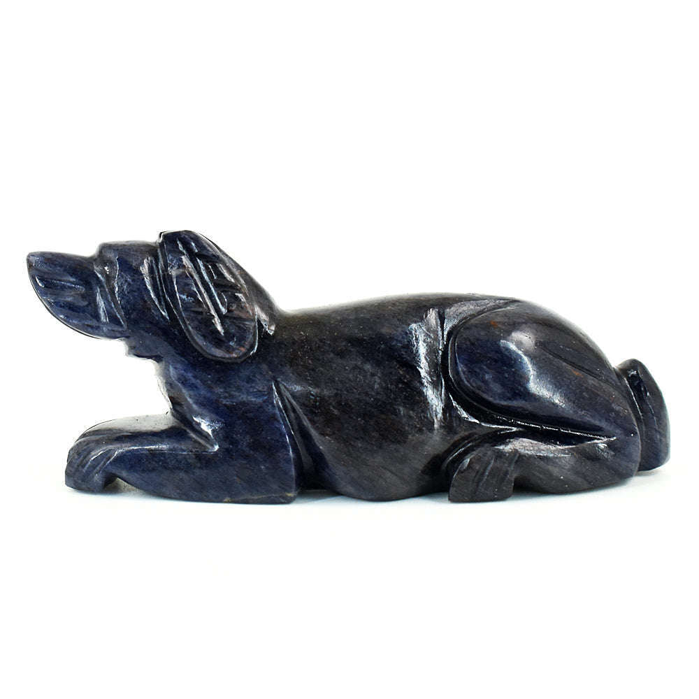 gemsmore:Amazing Iolite Hand Carved Genuine Crystal Gemstone Carving Dog